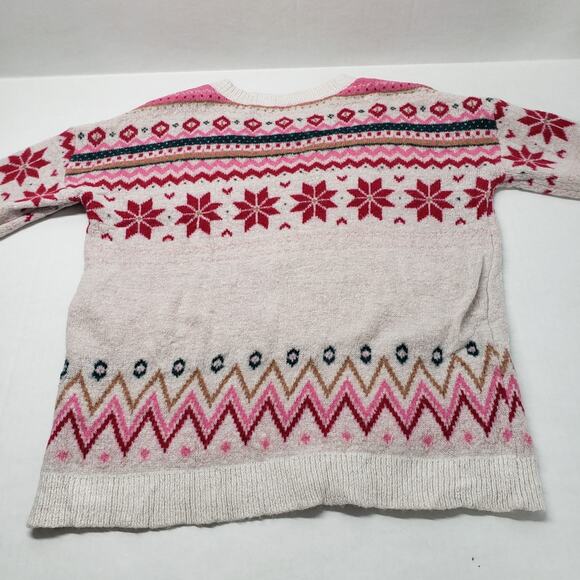 Wonder Nation Fairisle Sweater Girls Large 10-12 White Pink Holiday Winter Cozy - Picture 16 of 16